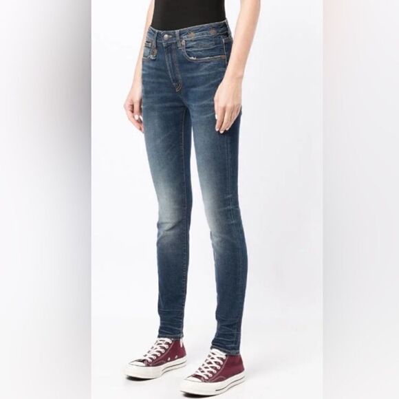 R13 Alison Skinny Cropped Jeans- Color Parker- Size 25 - Picture 1 of 16